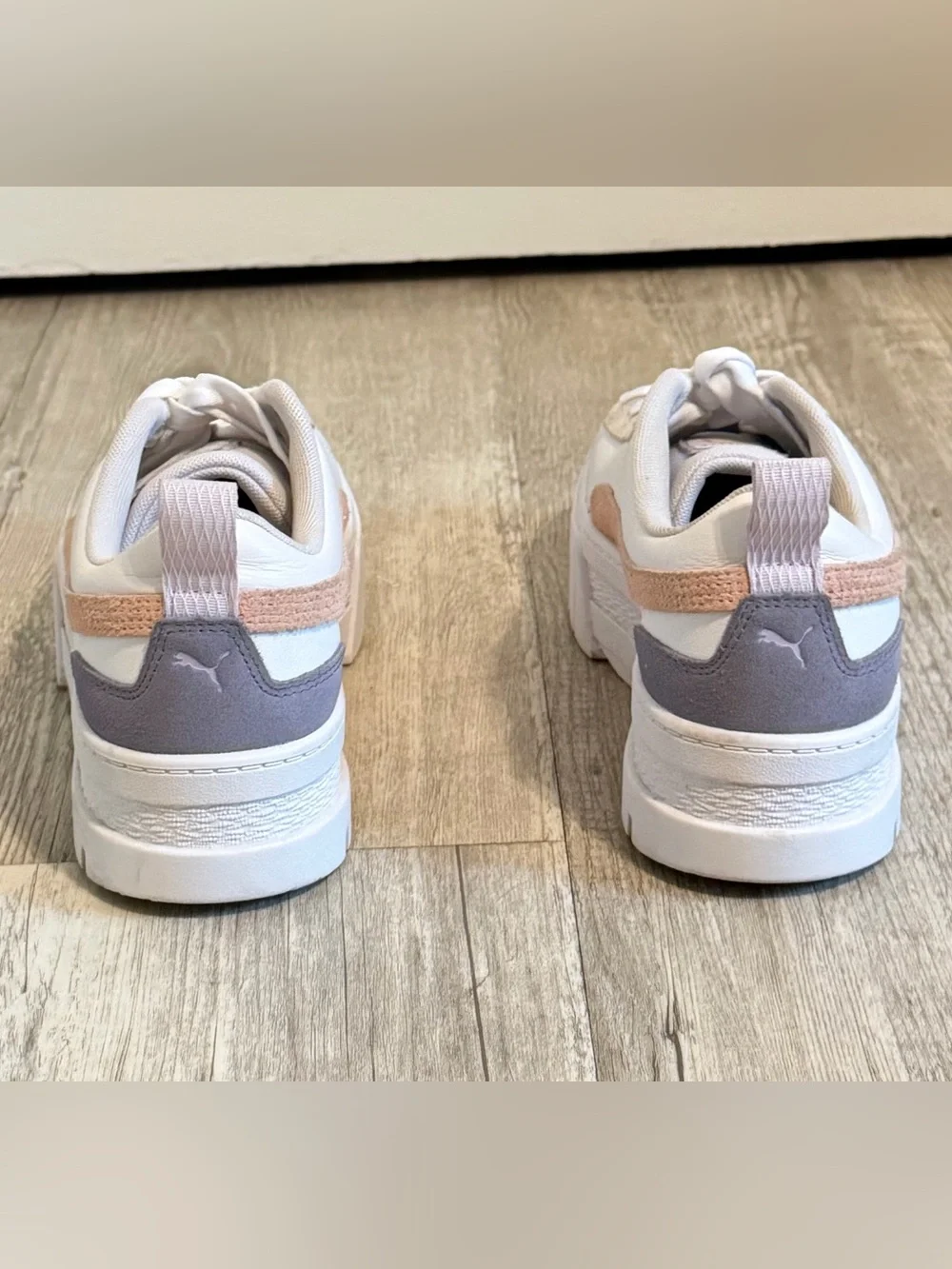 Puma Mayze Platform Sneakers White & Blush Pink Suede | Women’s US 10 (EU 41)
